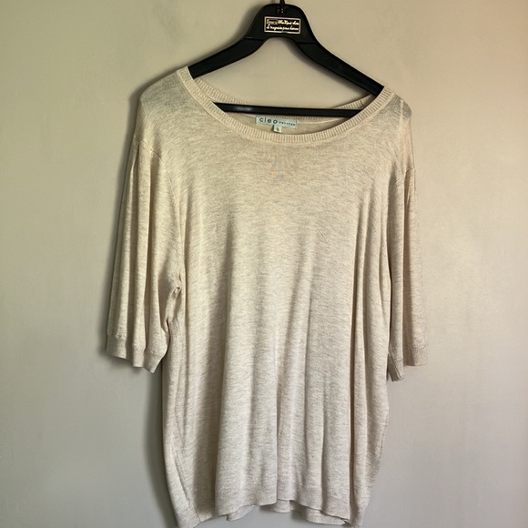 Cleo petites short sleeved knit blouse neutral beige / cream size XL - Picture 9 of 9